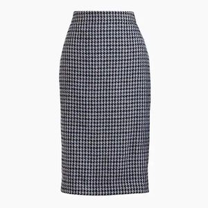 J Crew Wool Blend Houndstooth Pencil Skirt